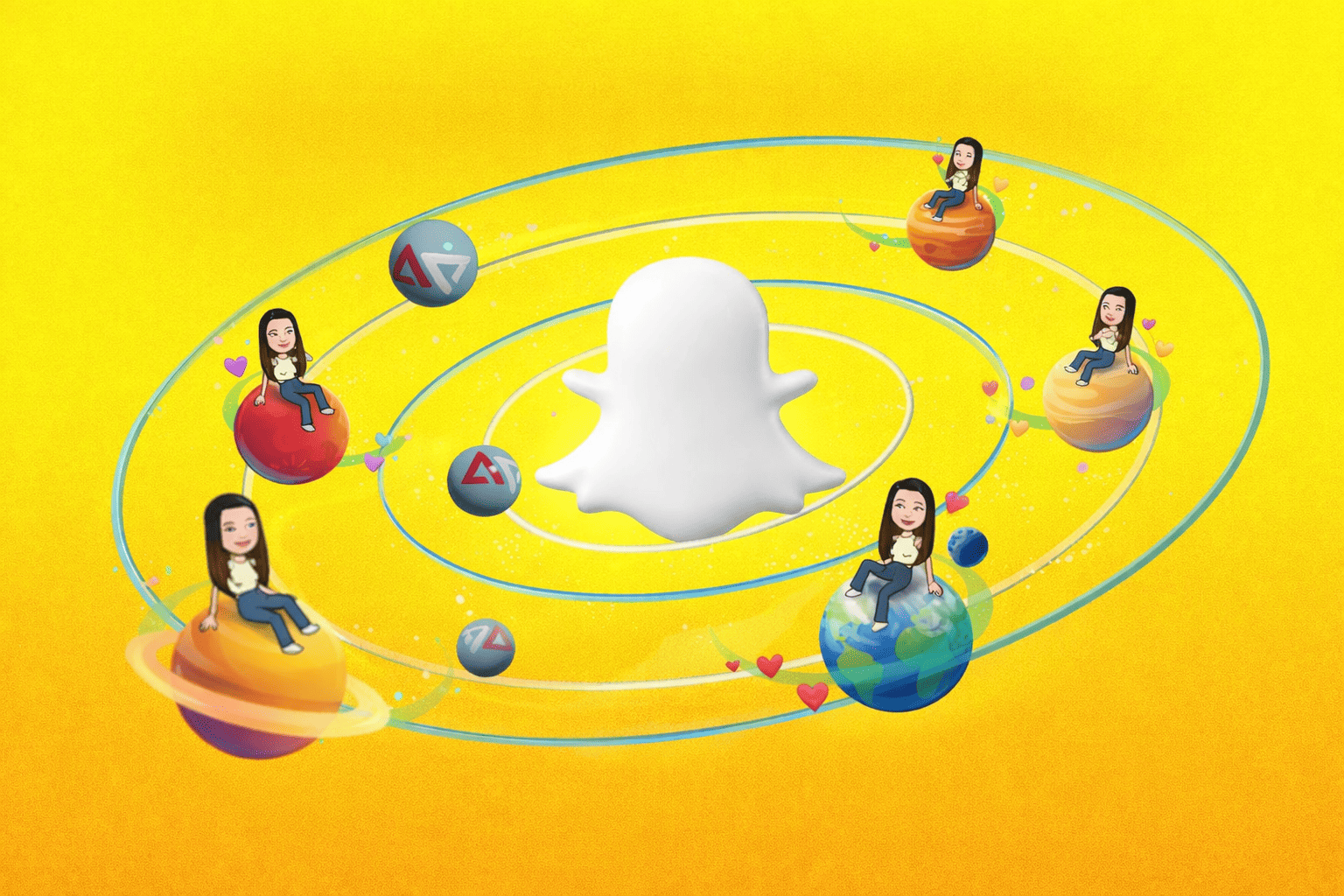 Replace with Snapchat planets illustration